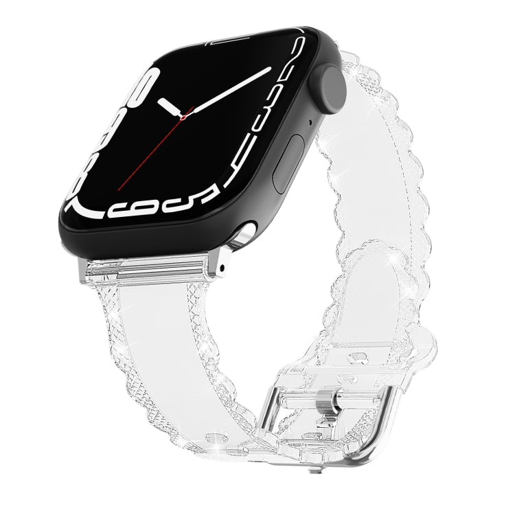 Diamond Texture Lace Clear TPU Watch Band, For Apple Watch Series 8 41mm, For Apple Watch Series 8 45mm, For Apple Watch SE 2022 40mm, For Apple Watch SE 2022 44mm